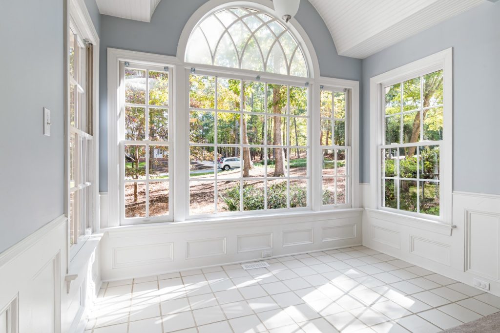 glass window with wooden frame